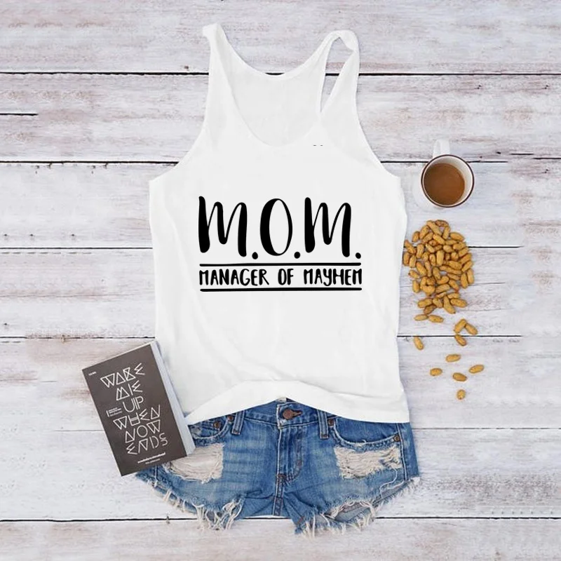 

2020 Fitness Tank Tops Women MOM Print Sleeveless O-Neck Casual Vest Summer Sport Tank Tops Loose Ladies T-Shirt Tee Tops