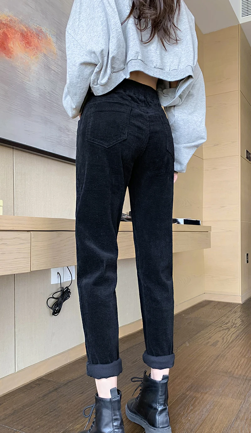 Winter Warm Harem Pants Women New Corduroy Casual High Waist Female Trousers Fleece Pantalones Thick Loose Woman Pants