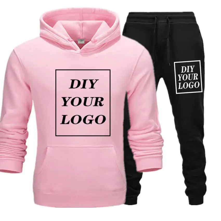 custom logo Print Толстовки и штаны с принтом логотипа по индивидуальному заказу; плотный свитер; удобная уличная одежда унисекс с логотипом «сделай сам»; Спортивный костюм; Прямая поставка; пуловеры - Цвет: custom logo Print