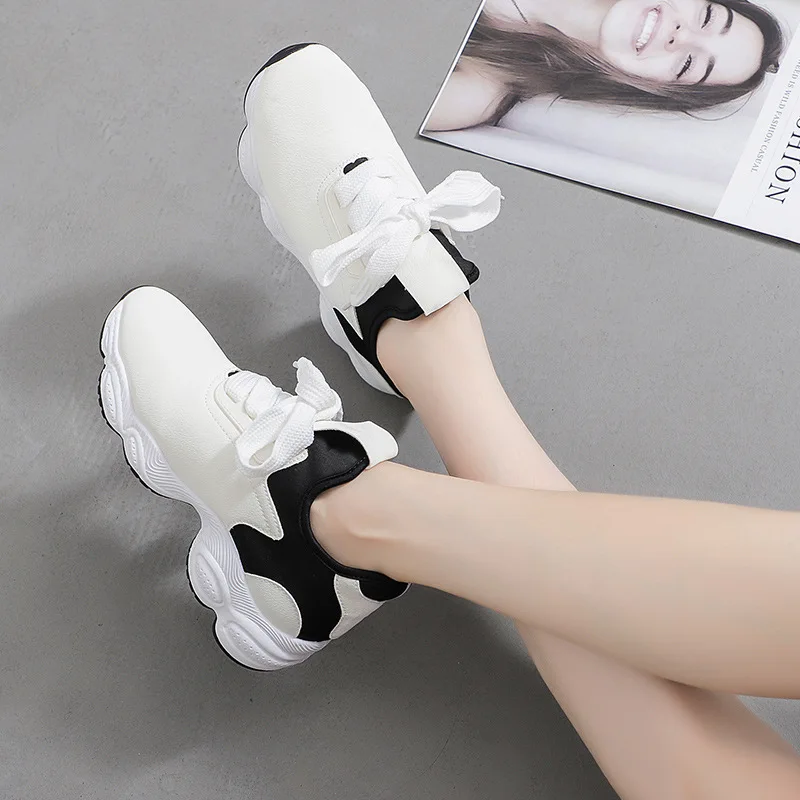 Удобные кроссовки женская обувь на плоской подошве Осенняя из искусственной