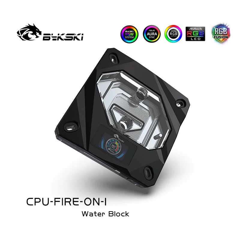 Водяной блок Bykski CPU с OLED дисплеем температуры для INTEL LGA1150/1151/1155/1156 2011 X99Water Cooler A RGB /