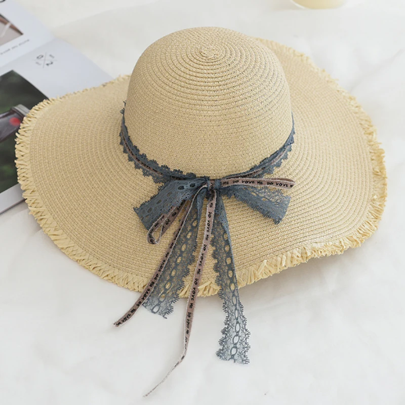 Шляпа женская летняя широкополая с бантом соломенная шляпа | Аксессуары для