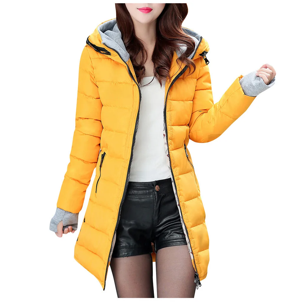 Зимняя женская длинная стеганая куртка ярких цветов модель 2019 года|Женские