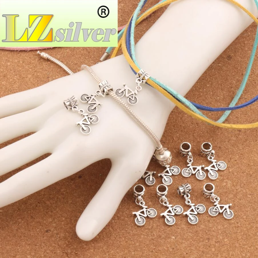 Open Bicycle Bike Metal Charm Beads 15.3x27.5mm 100pcs zinc alloy Dangle Fit European Charm Bracelets Jewelry DIY B506