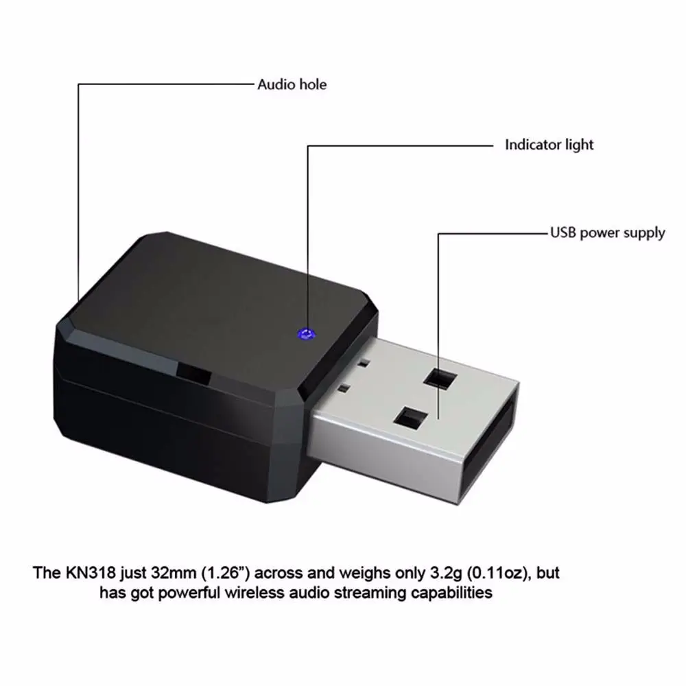 USB Wireless Bluetooth-compatible ​Receiver Adapter Music Speakers 35mm AUX Car Hands-free Call Stereo Audio For TV |