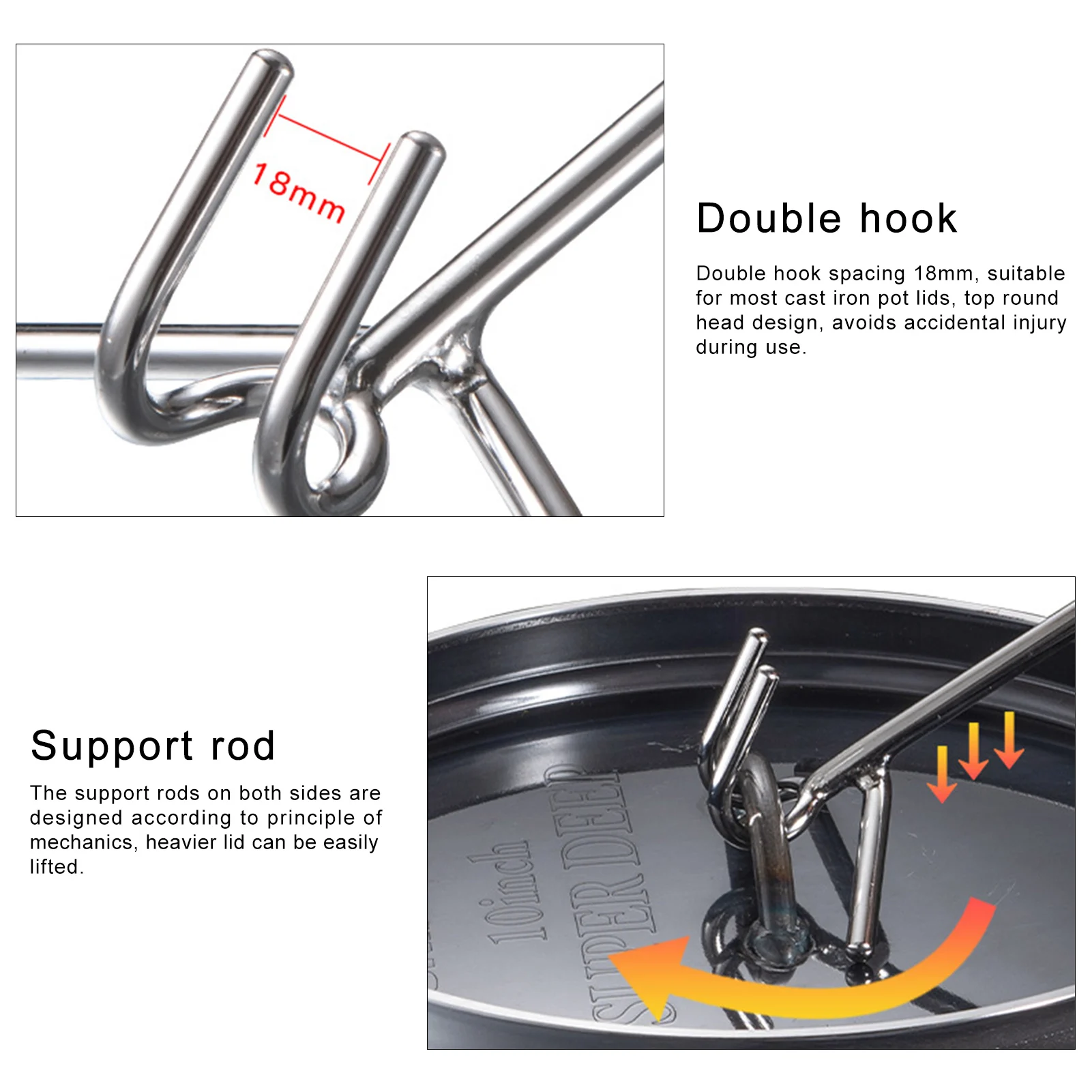 Голландский подъемник крышки духовки из нержавеющей стали двойной крюк