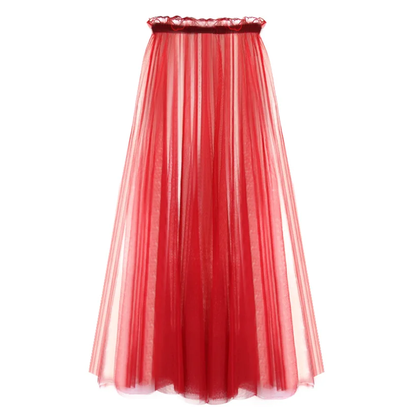 

2021 SONGYUEXIA Adult red Swan Lake dancer, adult elastic waist ballet skirt and 80 cm long Tulle frill, large swing net skirt