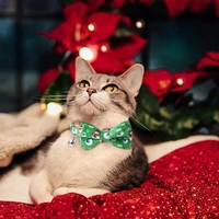 new arrival christmas cat collar with removable bow tie and bell winter holidays separated buckle safety kitten kitten collar