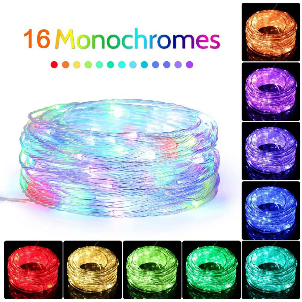 

12m RGB String Light 16 Color Outdoor Fairy Lights 120 LEDs Waterproof Holiday Christmas Party Decor with Timer Remote Control