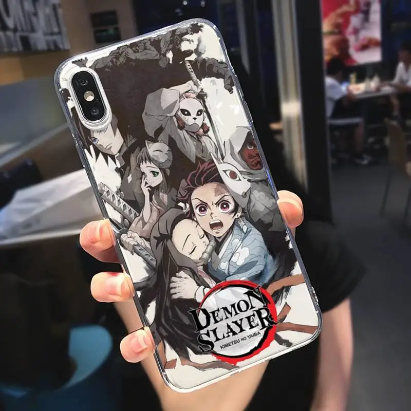 

Anime Demon Slayer Comics Phone Case Transparent soft For iphone 5 6 7 8 11 12 s c se plus mini x xs xr pro max cover funda