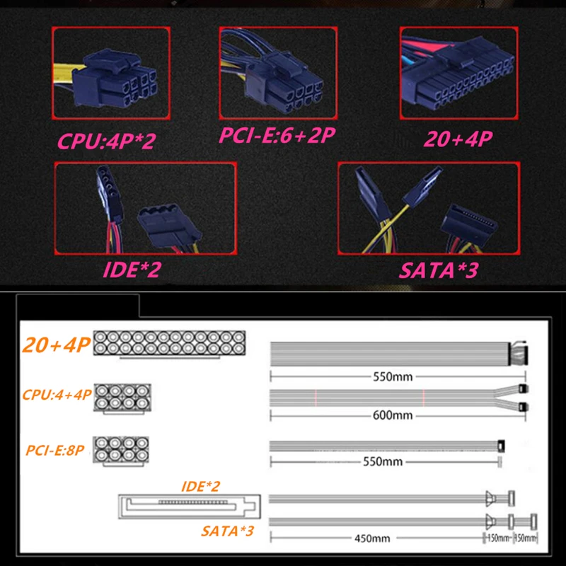 

New Original PSU For Fenge Brand Game Edition Broad Silence Rated 450W Peak 550W Power Supply Wind Ice 550W Power Supply