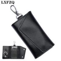 housekeeper key case card bag genuine leather keychain men women key holder organizer pouch cow split car key wallet purse