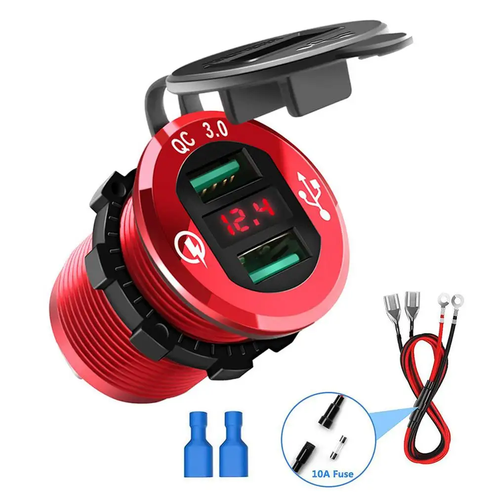 12V/24V Quick Charge 3 0 Dual USB Зарядное устройство гнездо Водонепроницаемый Мощность