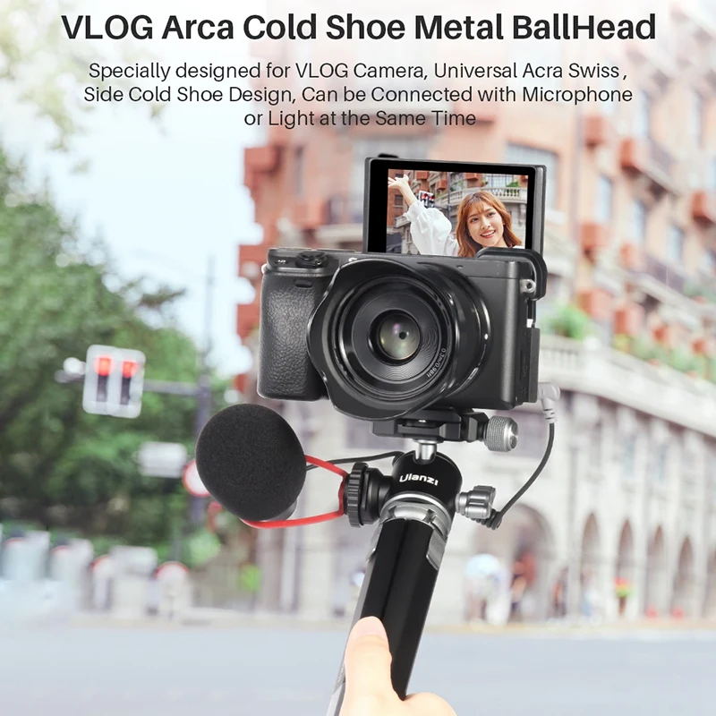 

Ulanzi MT-24 Aluminum Alloy Tripod Extendable Tripod Ballhead Head with Cold Shoe for Mic Light Tripod for Smartphone SLR Camera