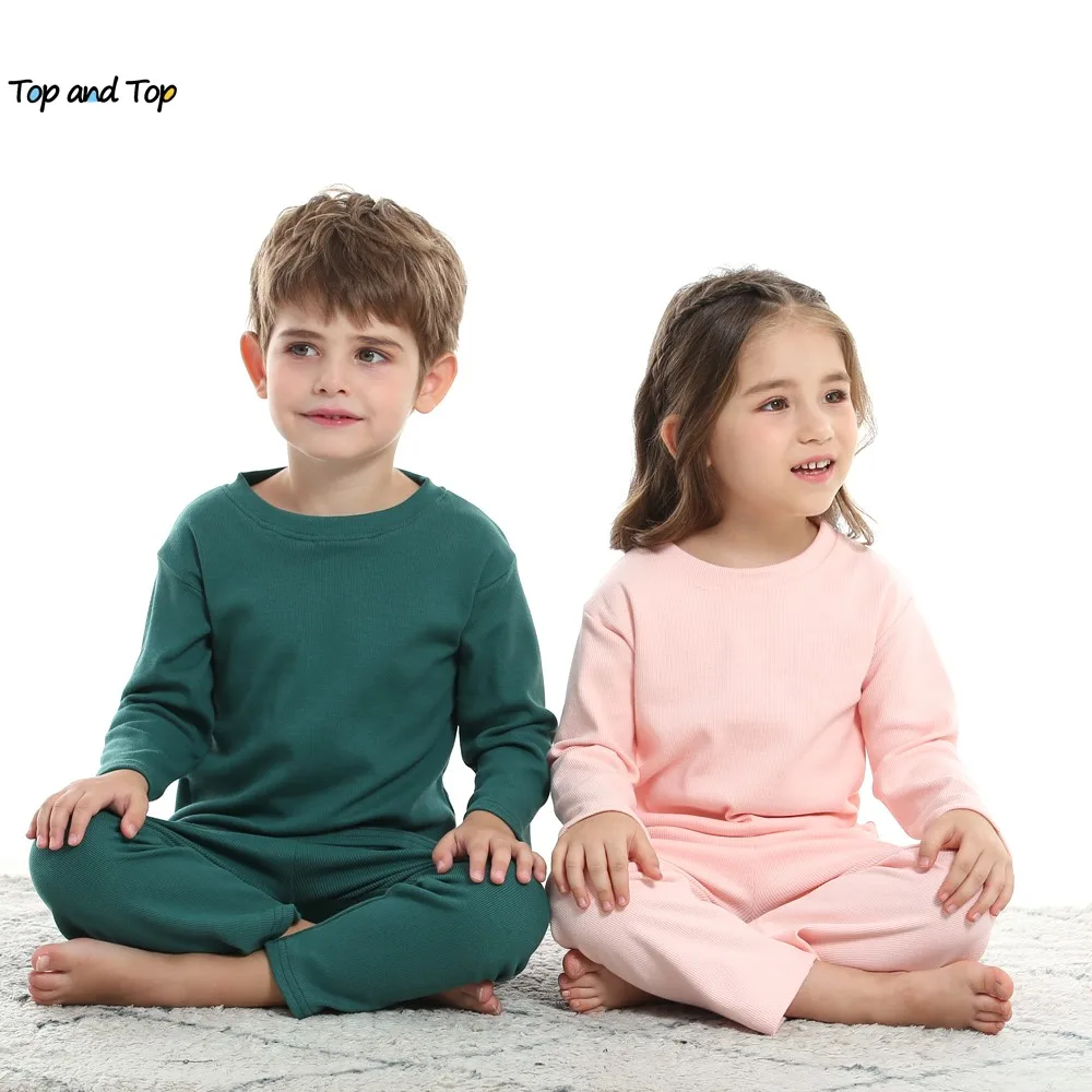 

top and top 2021 NEW Kids Boys Girls Casual Clothes Set Toddler Long Sleeve Tshirt+Trousers Outfits 2PCS Tracksuit Homewear