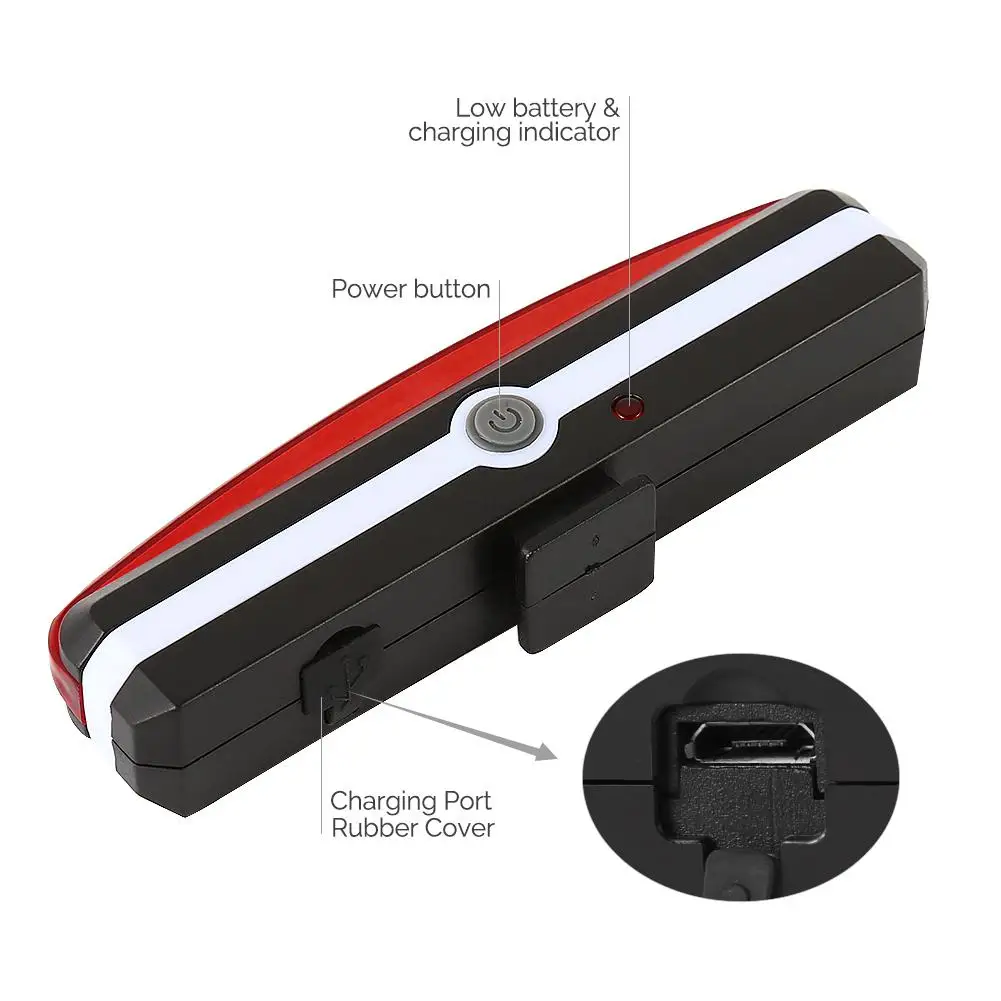 USB Rechargeable Bike Tail Light Powerful 5 Modes LED Flashing Safety Rear Bicycle MTB Taillight Seatpost Warning | Спорт и