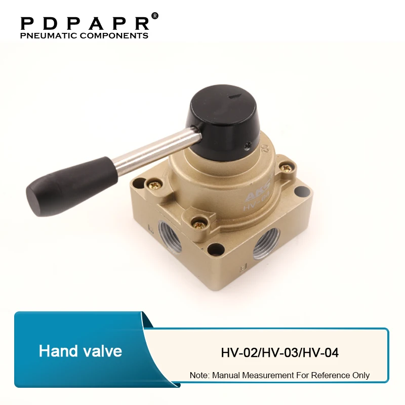 

HV-02 HV-03 HV-04 4 Port 3 Position 1/4" 3/8" 1/2" BSPT Hand Operated Pneumatic Valve Rotary Manual Control Free shipping