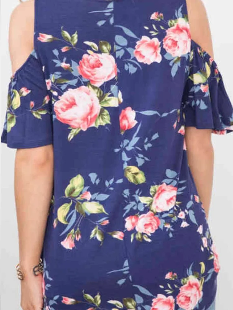 Женская шифоновая блузка с принтом Повседневная Свободная открытыми плечами