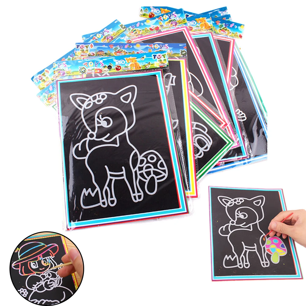 

Kids Scratch Stickers Scraping Painting Education & Learning Toys For Children Gift Creative Imagination Development Toy 9*12CM