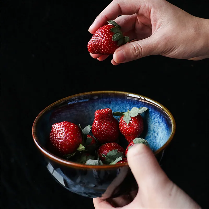 Ложка для супа в японском стиле синего цвета под глазурь десертная ложка завтрак