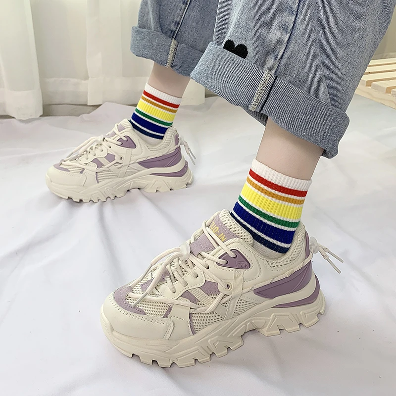 

Women's Sports Shoes Comfy Breathable Trainers Chunky Platform Sneakers Women Shoes Casual Female White Mesh Shoes for Woman