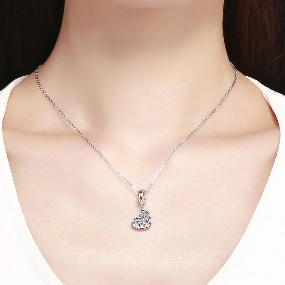 

Romantic 925 Sterling Silver Forever Love Heart to Heart Pendant Charms Fit Original Bracelets Bangles Jewelry