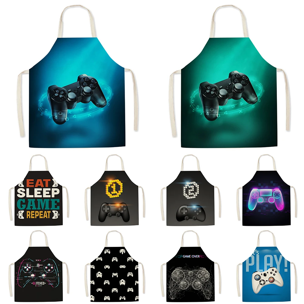 

Игровой фартук для кухни, для геймеров, для мальчиков, для мужчин, кухонный фартук, льняные фартуки, нагрудники, фартук для уборки дома для же...