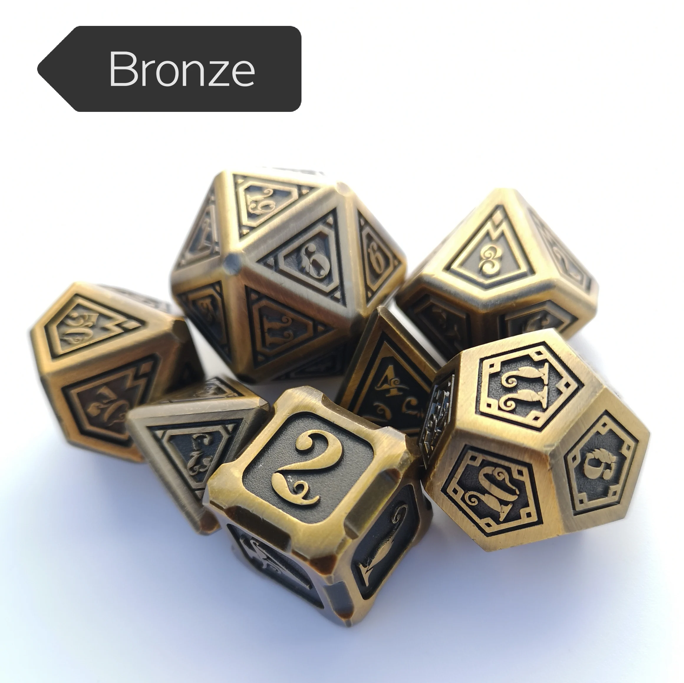 Rollooo DND металлические кости античная медь 7 Die набор со специальным цветом и