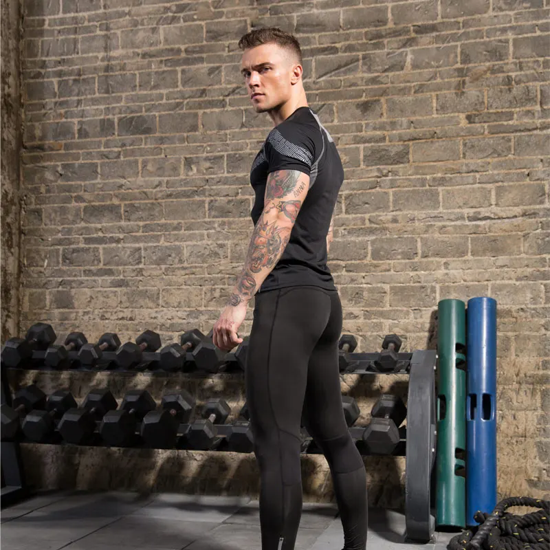 Мужской спортивный костюм для спортзала фитнеса компрессионные колготки одежда
