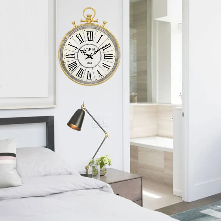 Американские винтажные большие настенные часы металлические креативные для