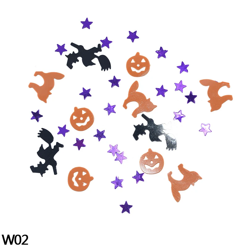 W02 cat witch 15 г Черный бар кошка паук звезда волшебник череп оранжевая тыква счастливый Конфетти Для Хэллоуина настольные товары категории «конфети» украшение на Хэллоуин - Цвет: W02 cat witch