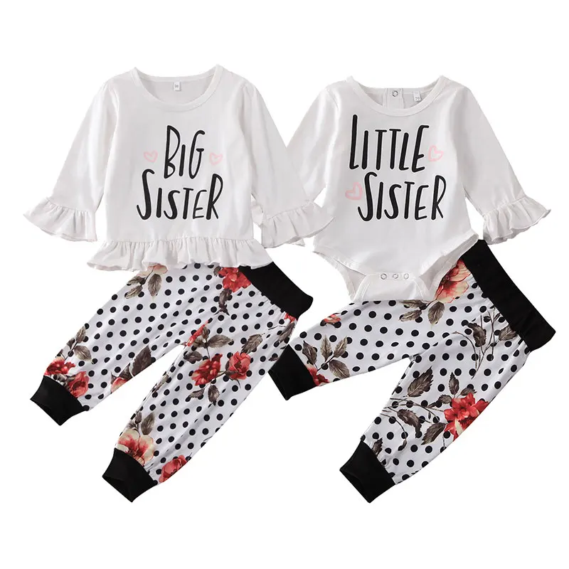 Комплект одежды для маленьких девочек комбинезон с буквенным цветочным принтом