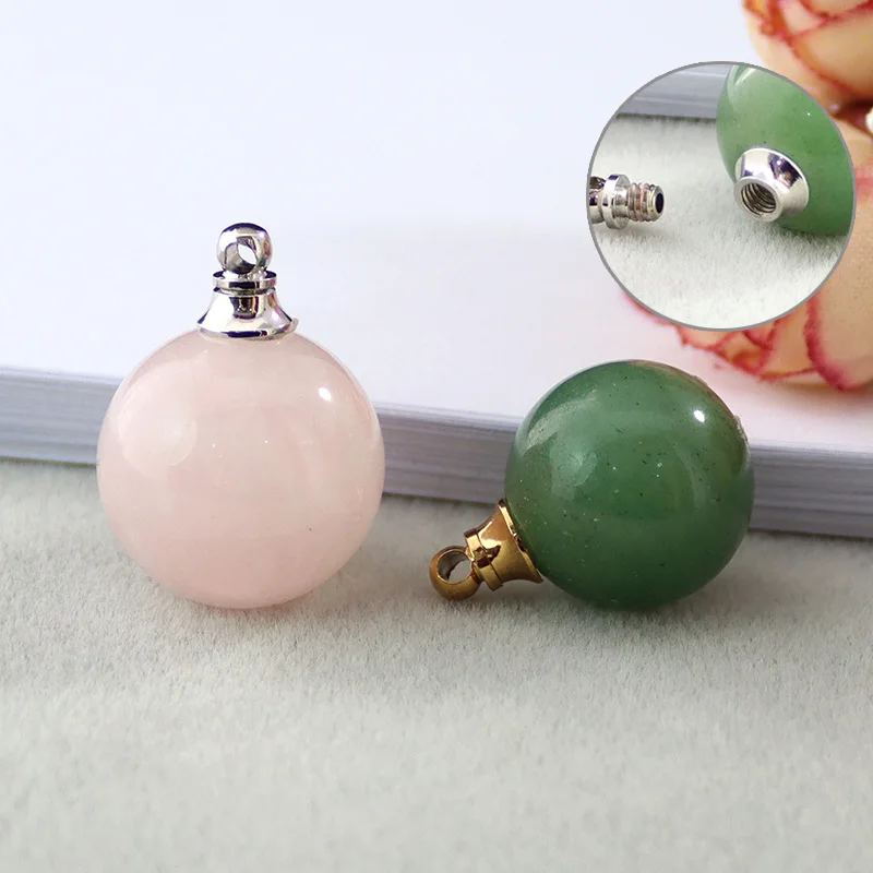 

1PC 16/18MM Natural Stone Crystal Stone Perfume Bottle Pendant Essential Oil Diffuser bottle pendant for women
