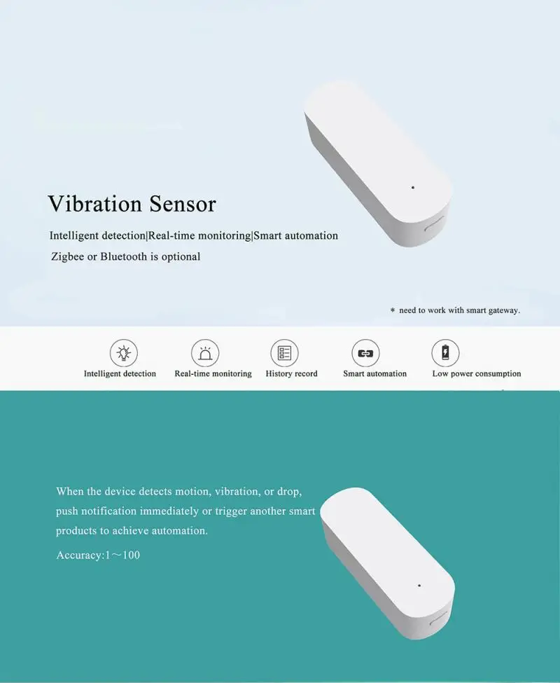 

Tuya Smart Zigbee Vibration Sensor On Smart Life APP Realize Remote Control Real-time Monitoring Devices Motion Detection Sensor