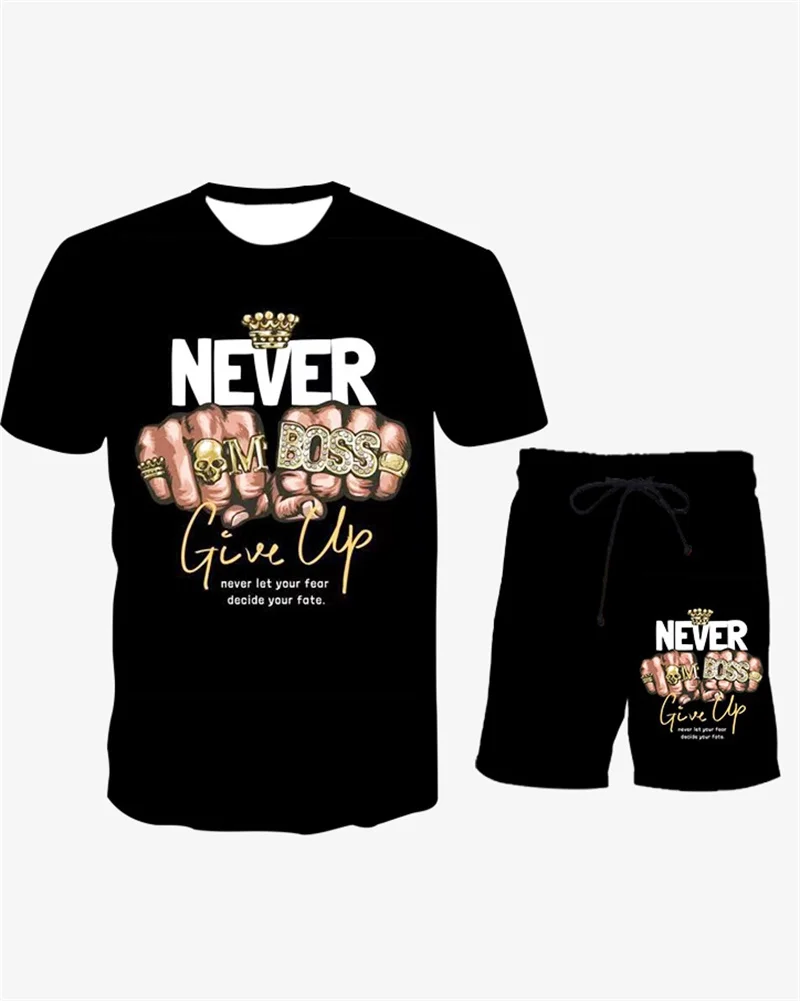 

Fahion New Men's 3D T shirt Set 3D Print Trend Exquisite Pattern Clothes Men's Outdoor Leisure Short Sleeve Shorts 2 Piece Set