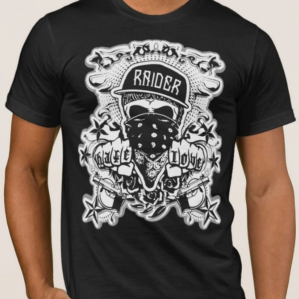 Футболка Raider с принтом черепа бандиста 5XL 4XL 3XL XXL XL L M S уличная одежда графическим