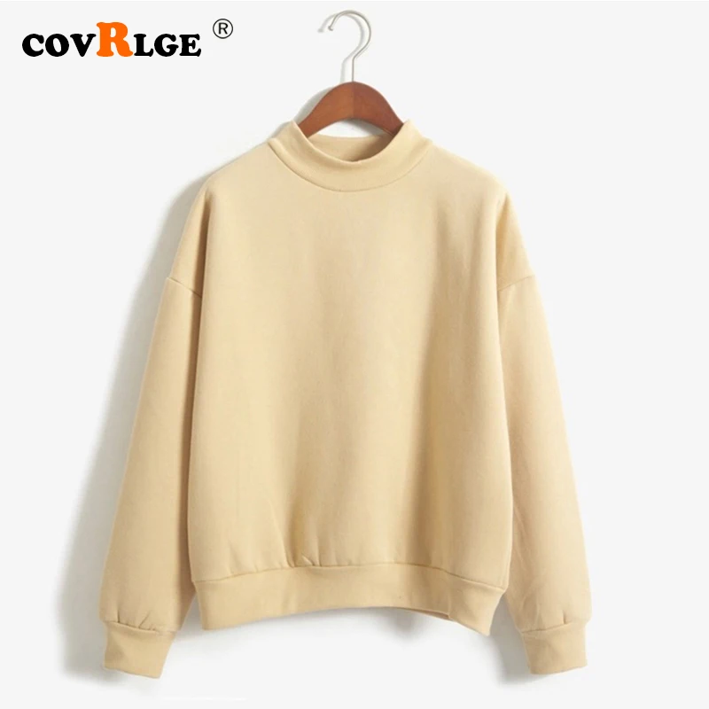 

Covrlge Женская тонкая бархатная Модная Повседневная Толстовка с длинным рукавом Однотонная 10 карамельных цветов кавайная толстовка одежда ...