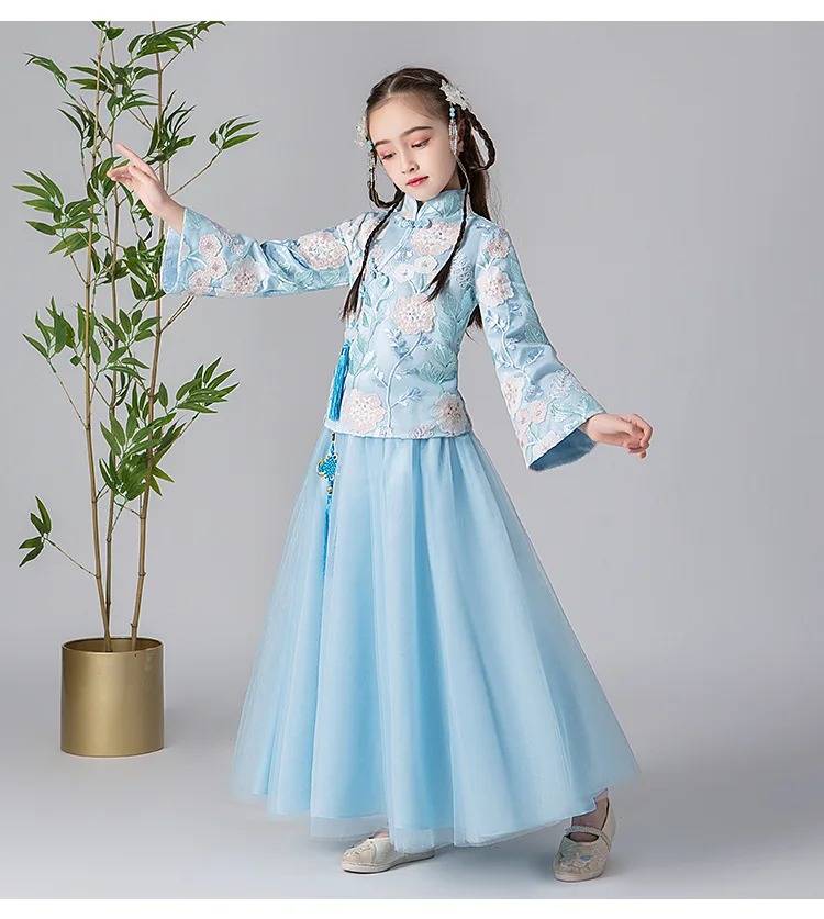 Платье для девочек с цветами в китайском стиле платье свадебвечерние вечернее