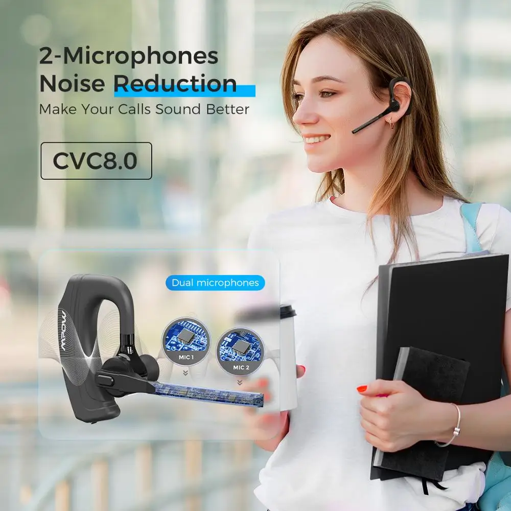 Mpow EM20 одиночные беспроводные наушники CVC8.0 шумоподавление 10hrs время разговора Bluetooth наушники для iPhone XS huawei автомобильный офис