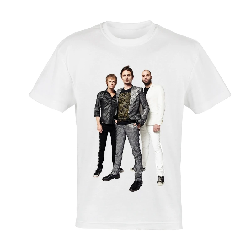 Luslos New Muse T Shirt White Color Women Short Sleeve Fashion Band Music Logo T-shirt Tops Graphic Tee Unisex Rock t shirt | Женская