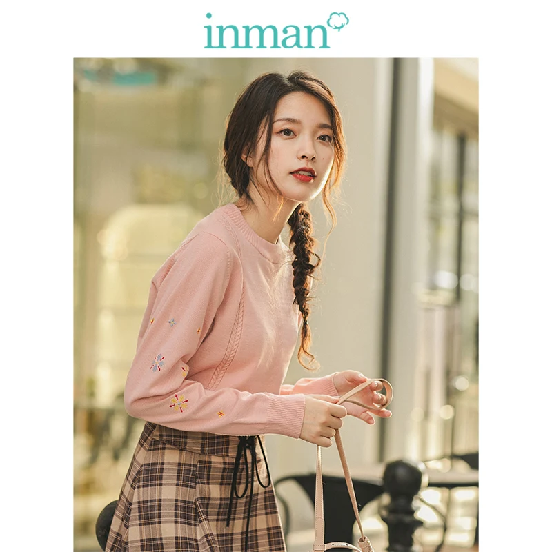 INMAN 2019 Зима Новое поступление круглый вырез вышивка литературный Женский
