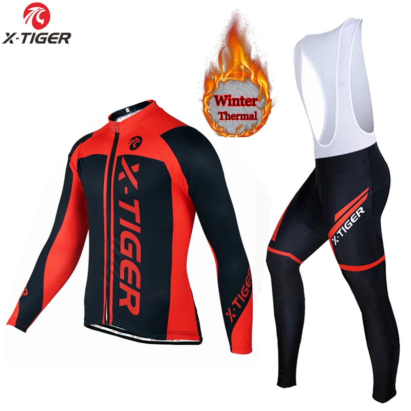 Мужской комплект одежды для велоспорта Зимняя Теплая Флисовая кофта с длинным