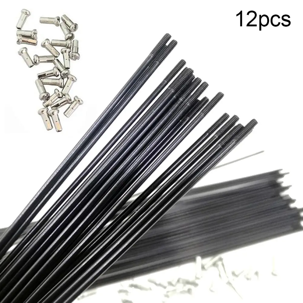 

12Pcs 260-296mm Stainless Steel Bicycle Spokes Bike MTB Wheel Radius knitting Needle Spokes Electric Bike Copper Nipple Wheel Ra