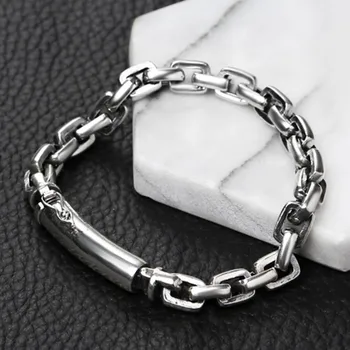 New 100% real pure S925 sterling silver fashion man bracelet 8MM 3