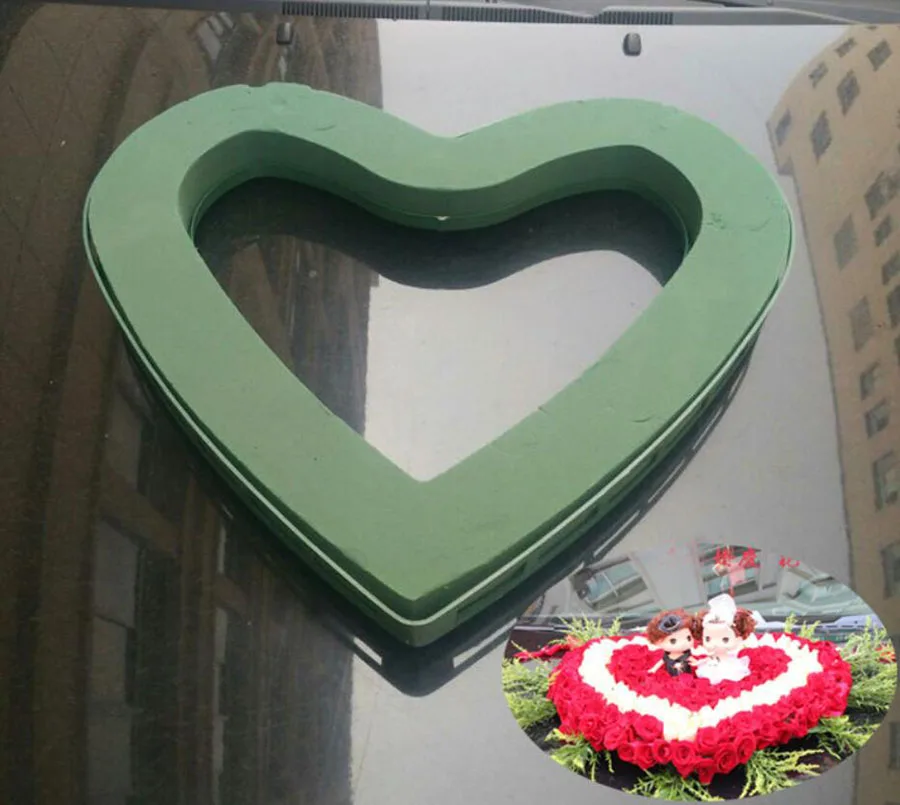 

40*38cm Heart Wreath Artificial Plastic Frame Sucker With Flower Foam Mud For Wedding Party Floral Arrangement Car Decoration