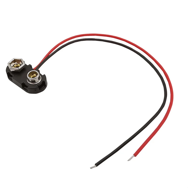 

100pcs/lot T-type 9V Battery Snap-on Connector Black Clip Connectors Clip With Wire Holder Cable Leads Cord