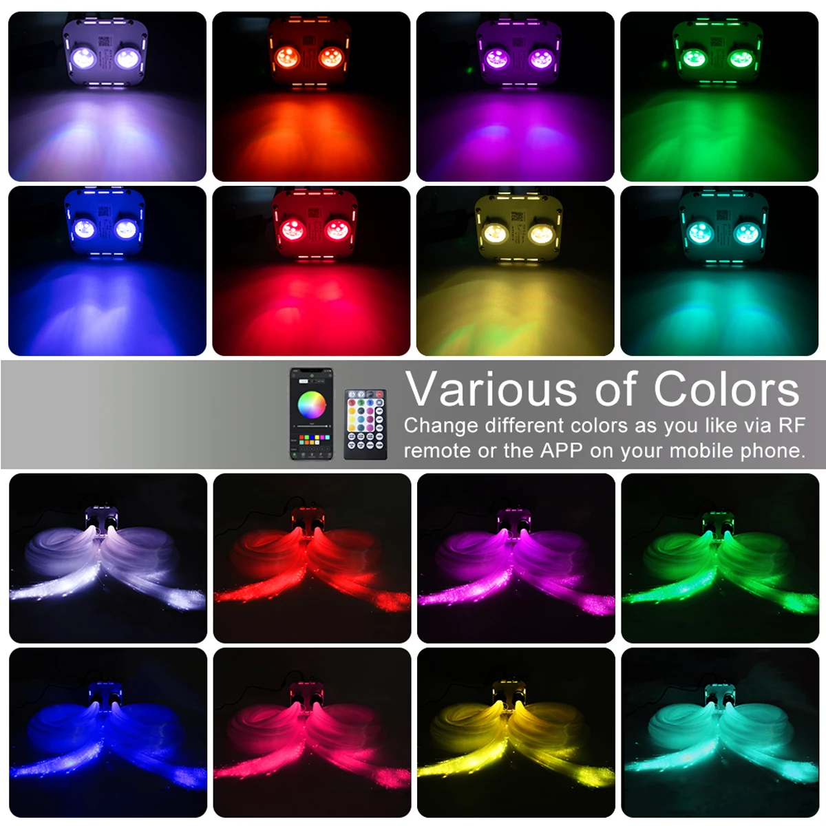 Пересекающимися мигающими звездами 32W RGBW Bluetooth app двойной слышно волоконно