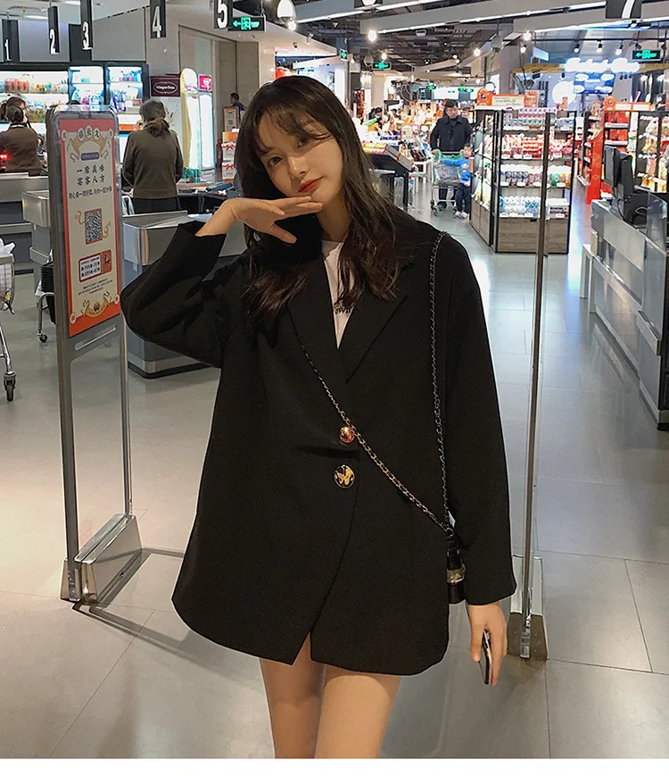 

MSXU Jackets and Blazers Suit for Women 2021 Casual Black Office Blazer Jacket Female Oversize Loose Women's Office Suit