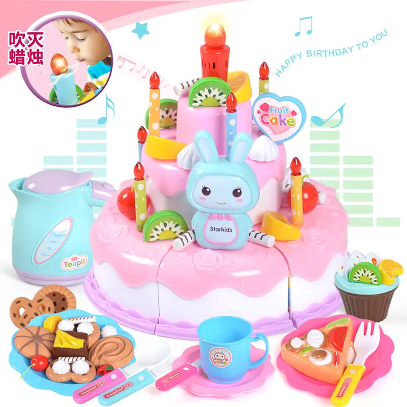 

Children's cakes, fruit cuts, happy toys, play house kitchen set, fruit and vegetable cuts, birthday gifts