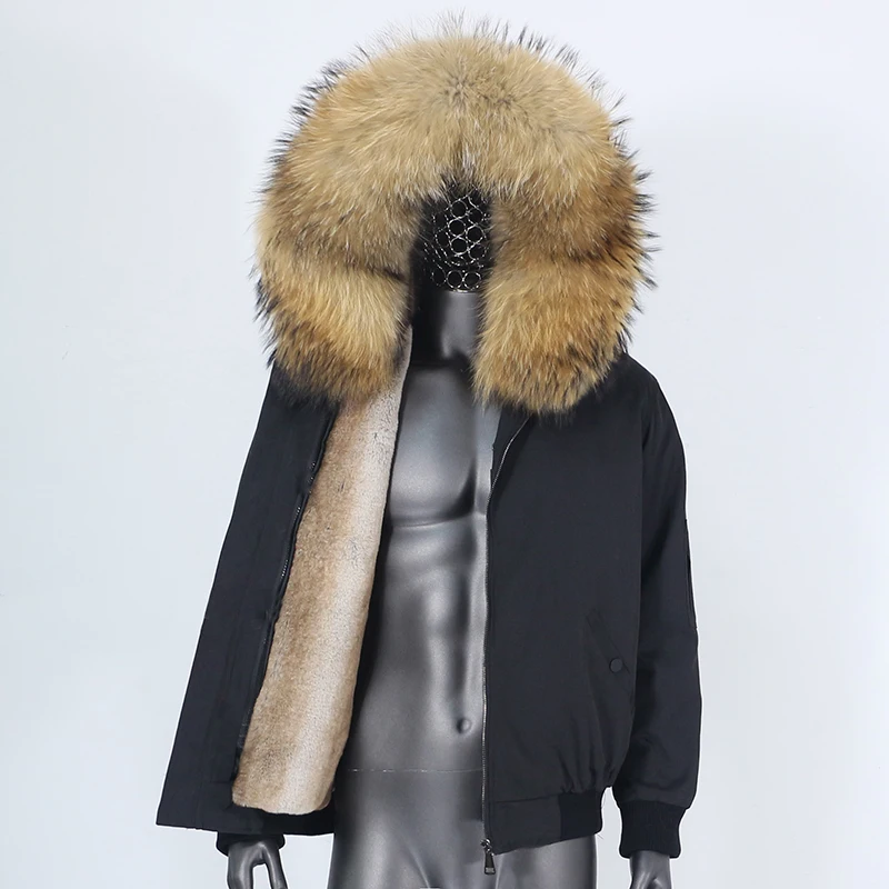 Мужская куртка бомбер с капюшоном CXFS теплая непромокаемая парка воротником из